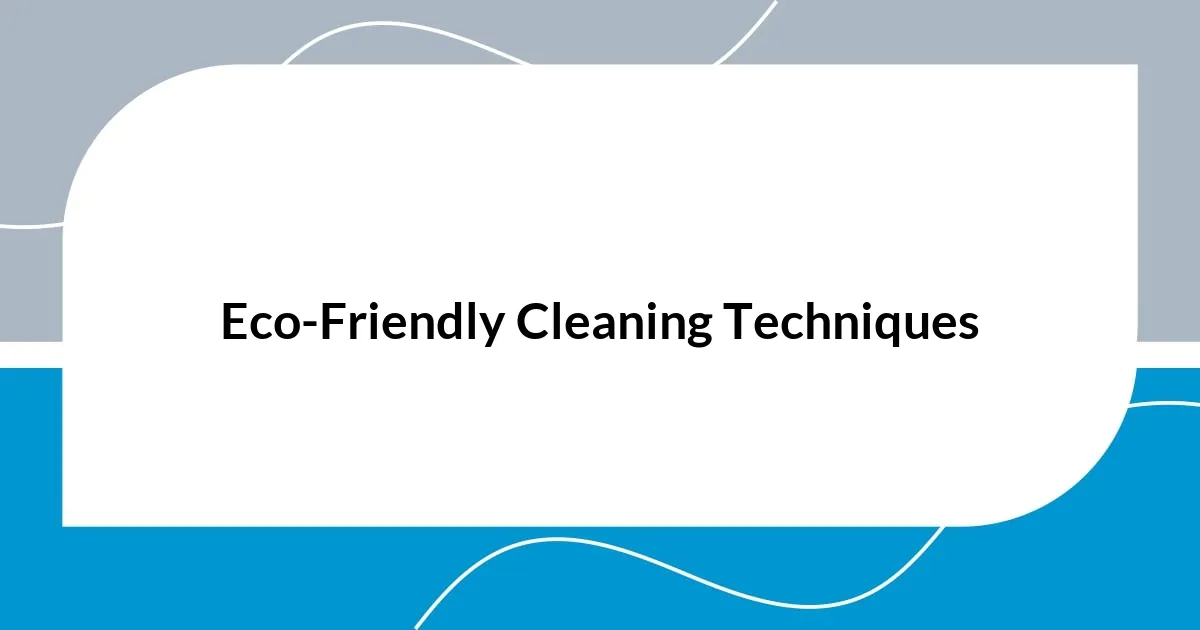 Eco-Friendly Cleaning Techniques
